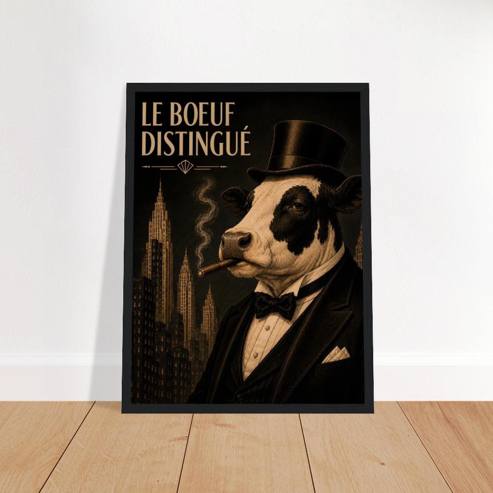 Cow Smoking Framed Poster