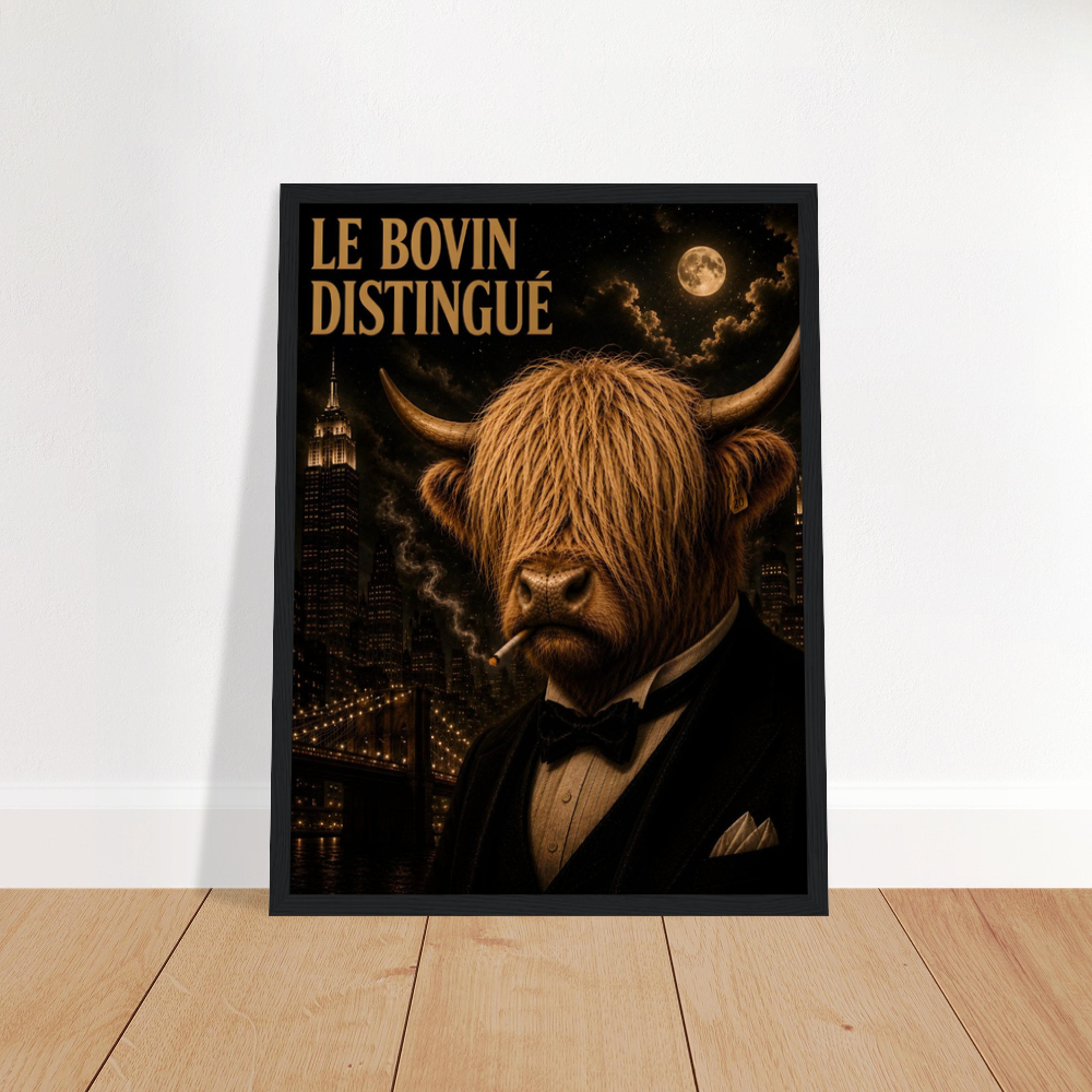 Highland Cow Smoking Framed Poster