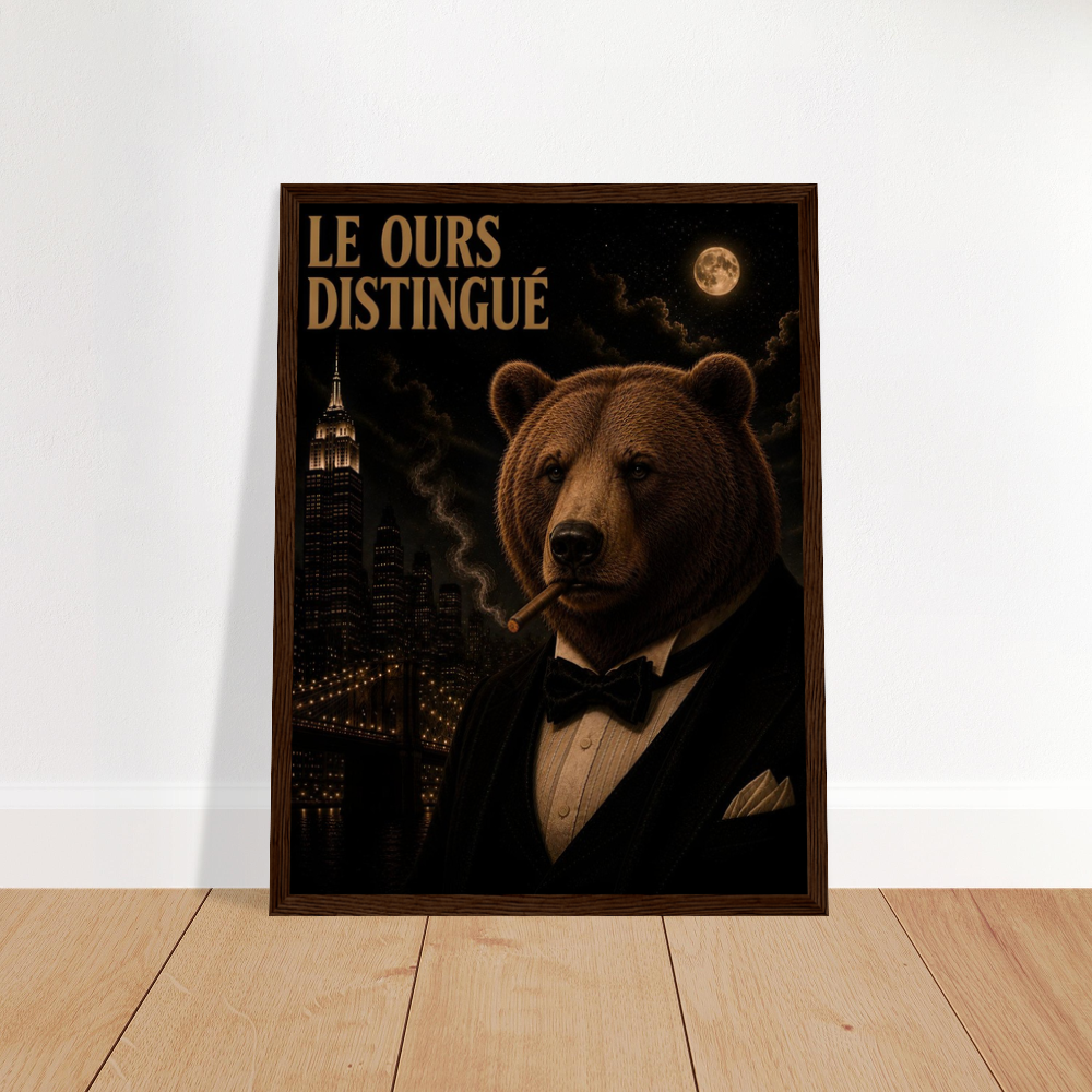 Bear Smoking Framed Poster