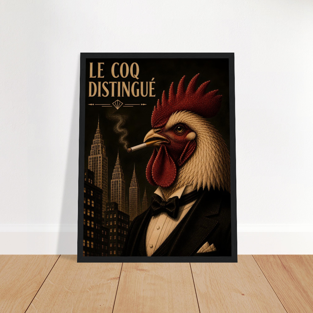Rooster Smoking Framed Poster