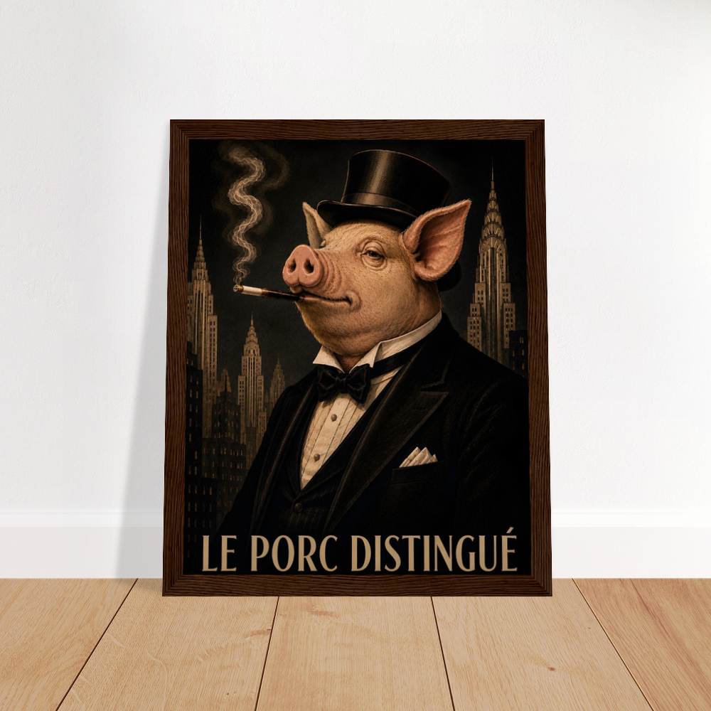 Pig Smoking Framed Poster