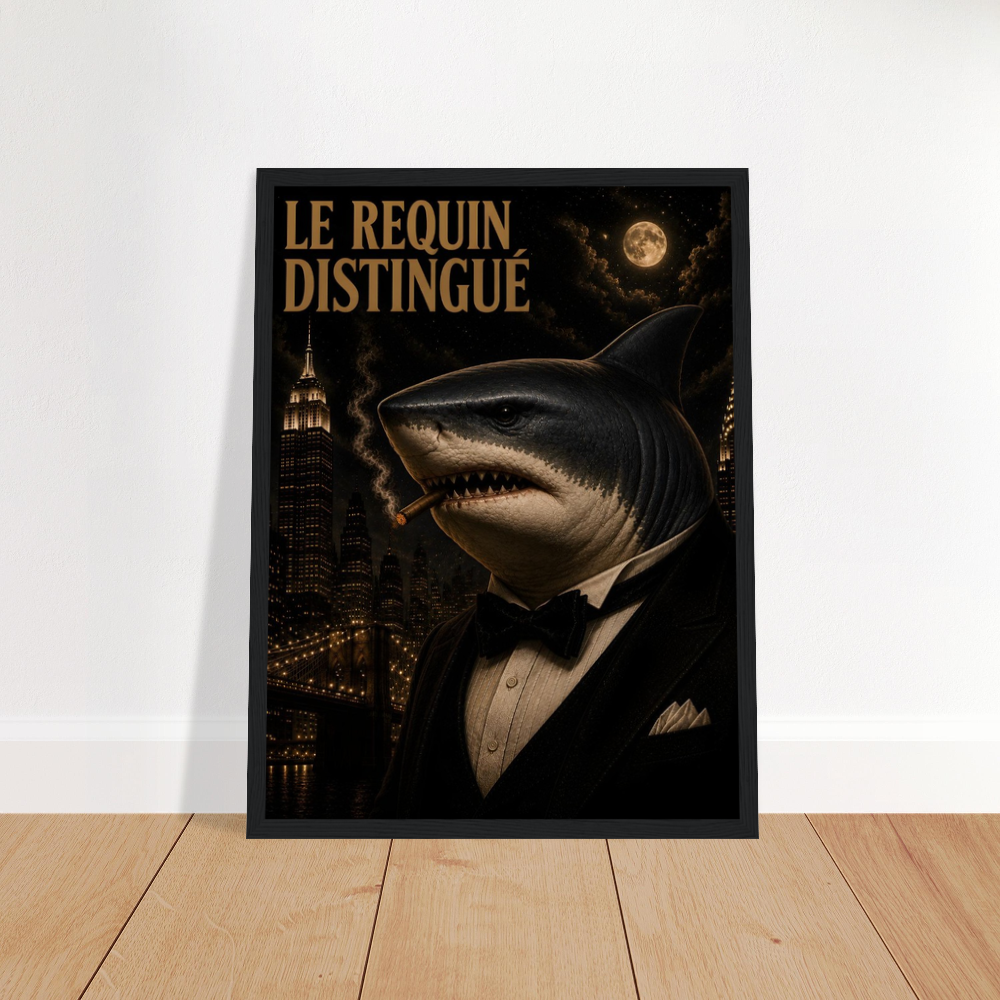 Shark Smoking Framed Poster