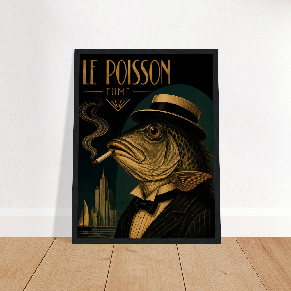Fish Smoking Framed Poster