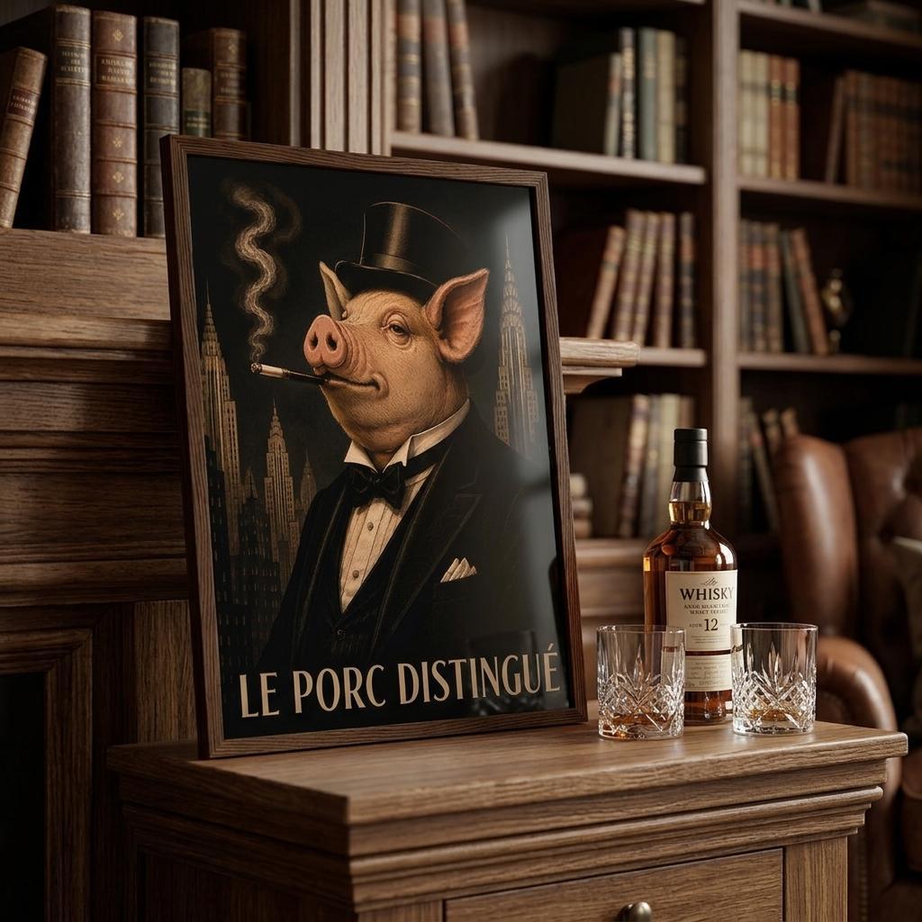 Pig Smoking Framed Poster