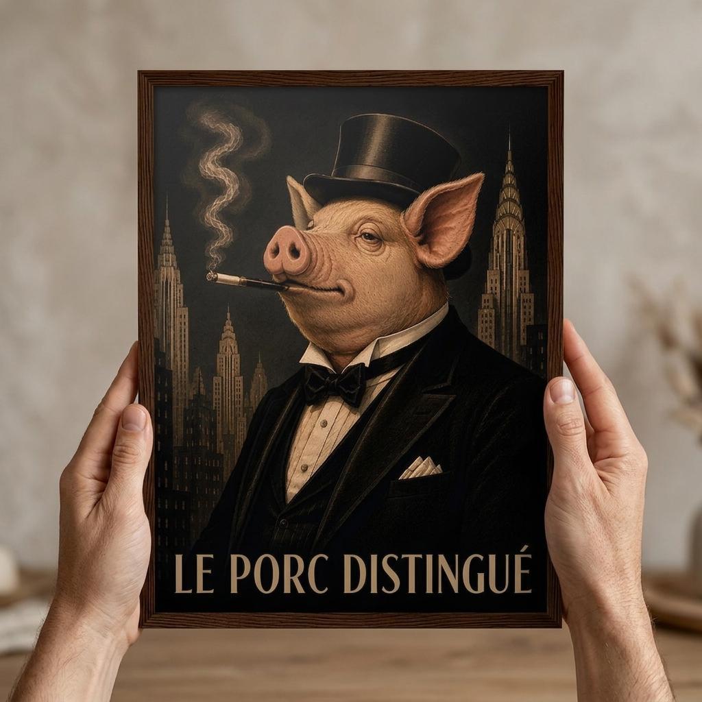 Pig Smoking Framed Poster