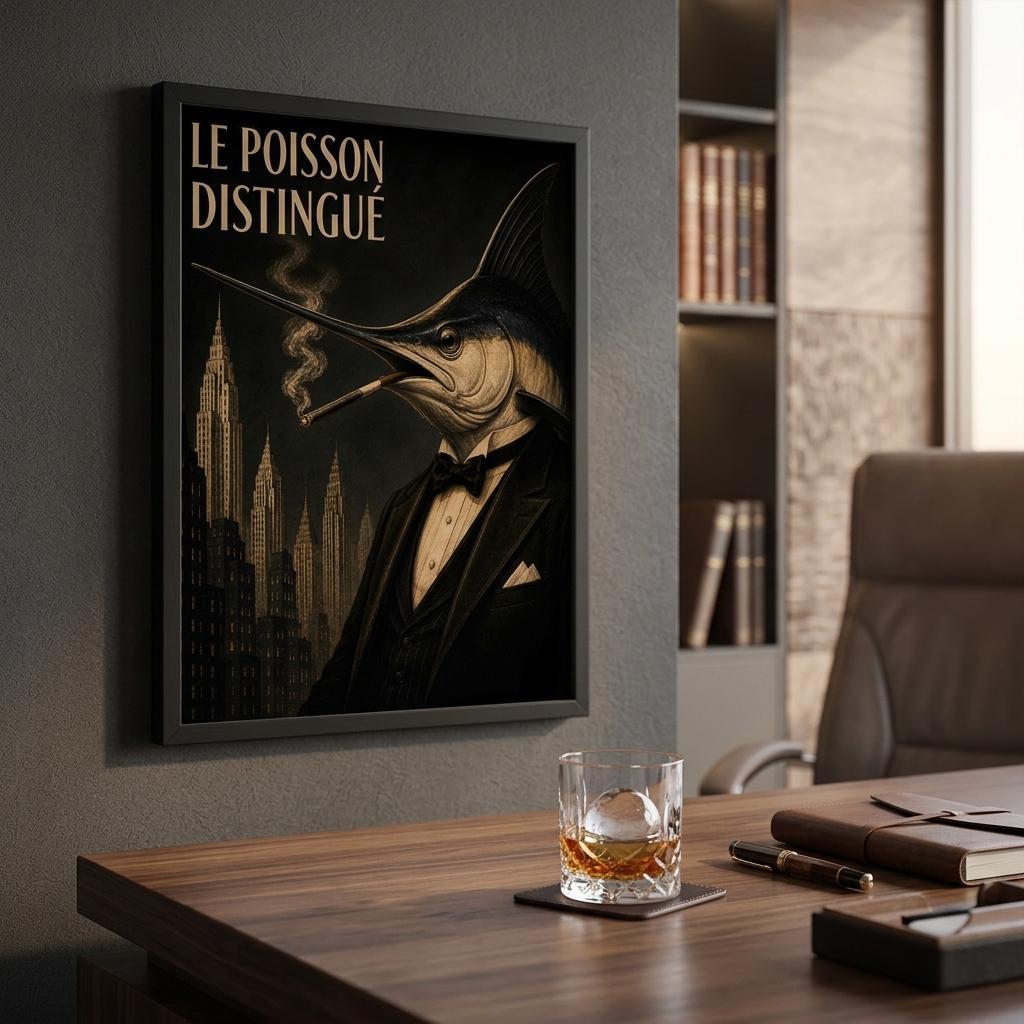 Sword Fish Smoking Framed Poster