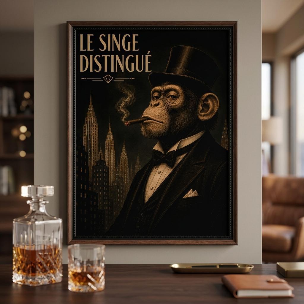 Monkey Smoking Framed Poster