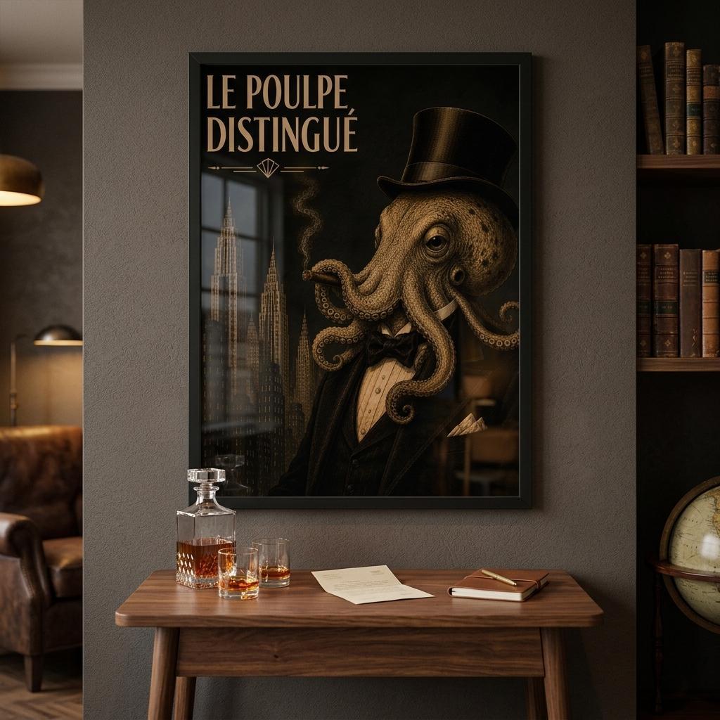 Octopus Smoking Framed Poster