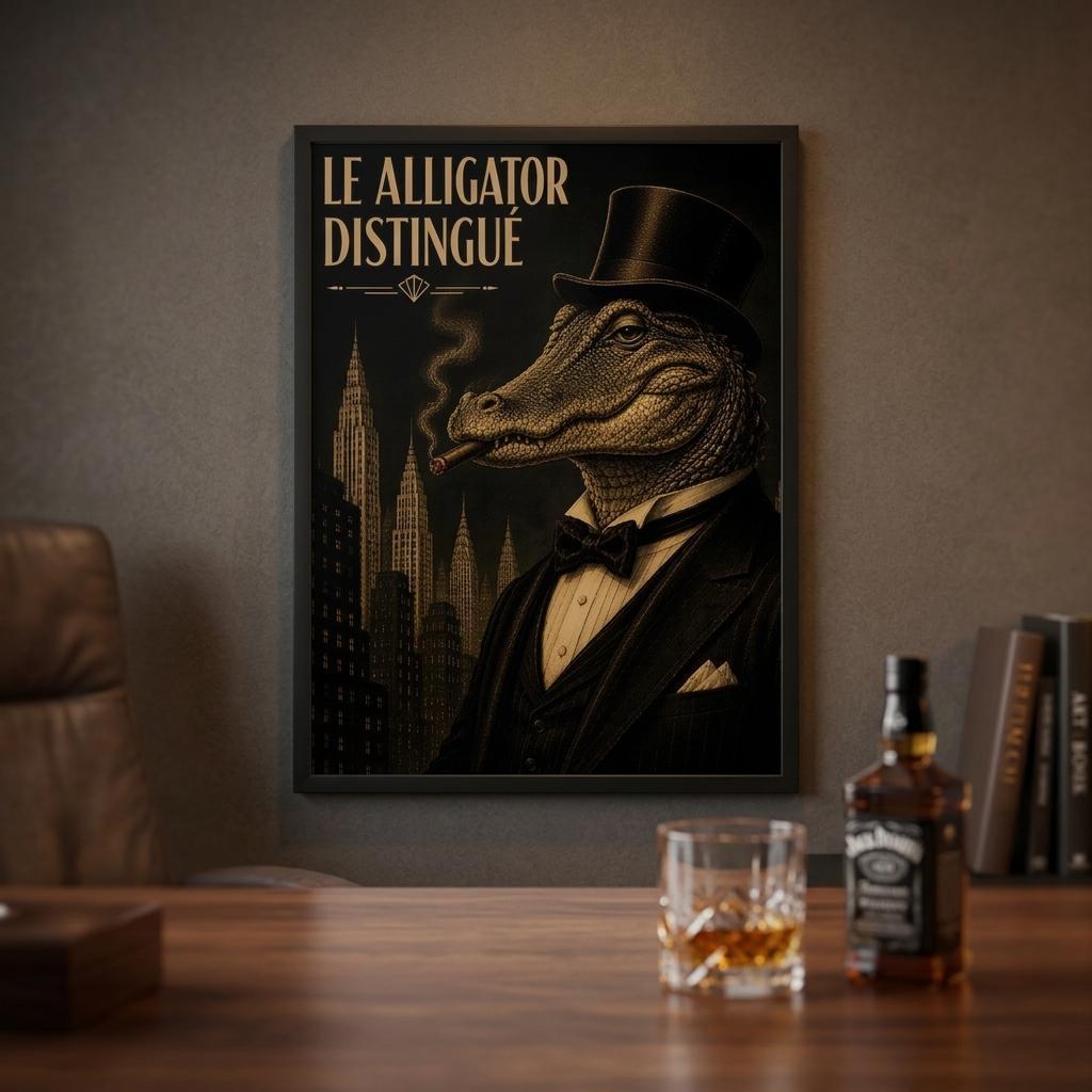 Alligator Smoking Framed Poster