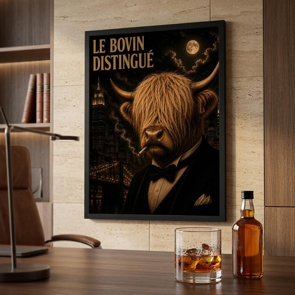 Highland Cow Smoking Framed Poster