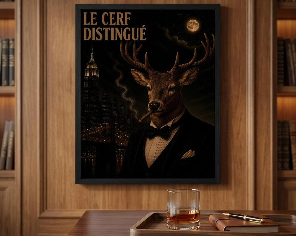 Deer Smoking Framed Poster