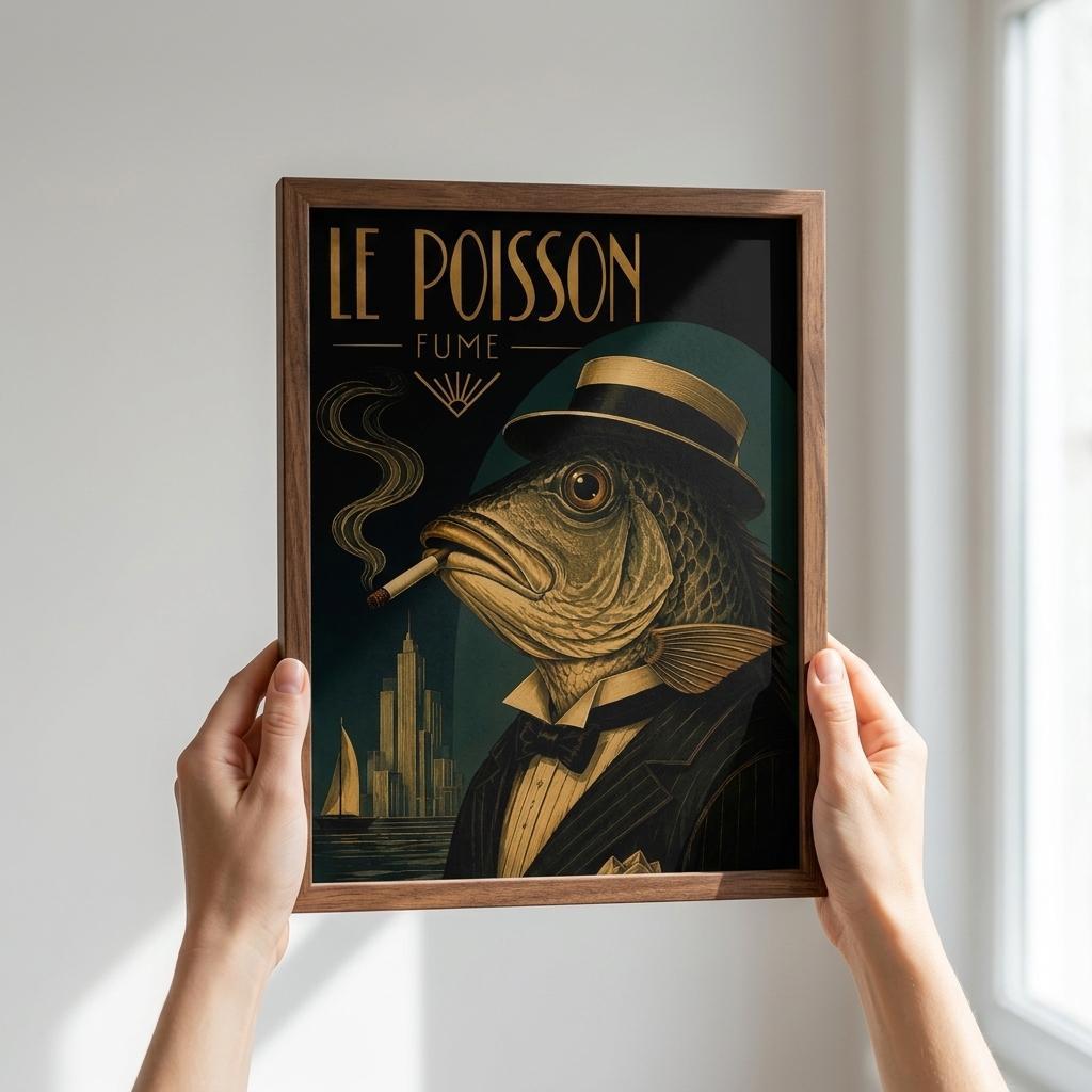 Fish Smoking Framed Poster