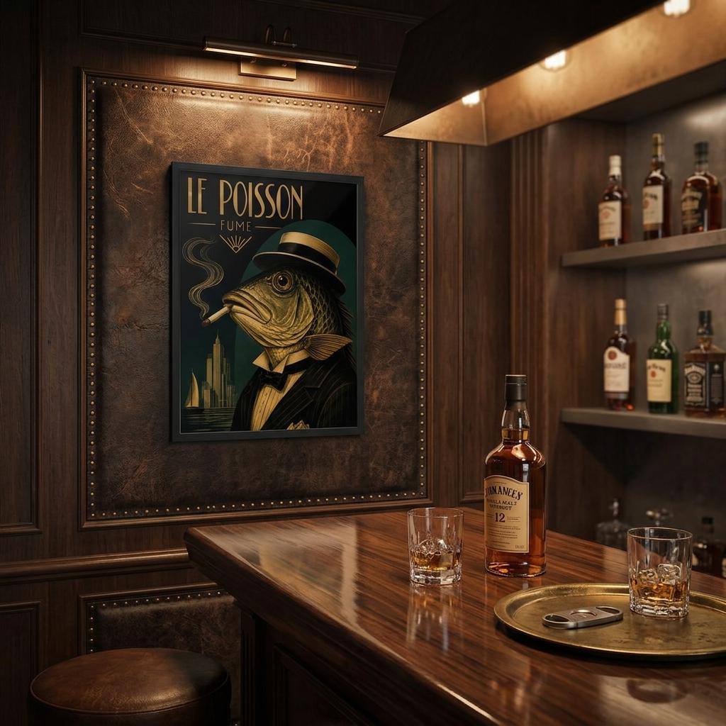Fish Smoking Framed Poster